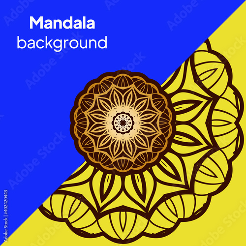 Yoga Card Template With Mandala Pattern. For Business Card, Fitness Center, Meditation Class. Vector Illustration.