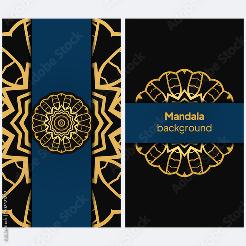 template with floral Mandala ornament. Lace pattern with hand drawn striped colorful Mandala. Vector illustration