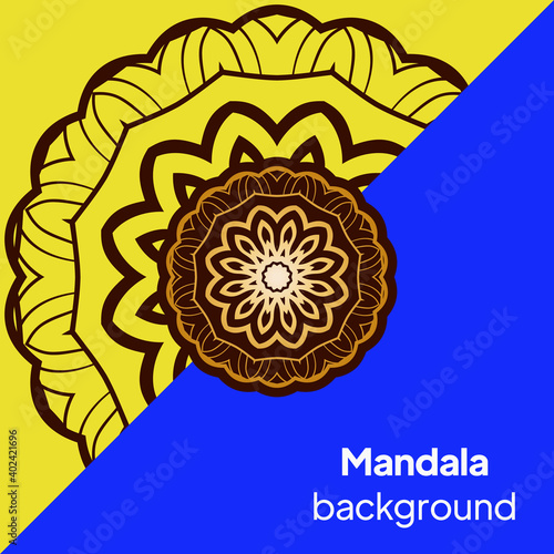 Yoga card template with floral frame pattern. For business card, fitness center, meditation class. vECTOR
