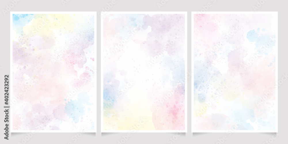rainbow pastel unicorn candy watercolor background for wedding invitation card collection