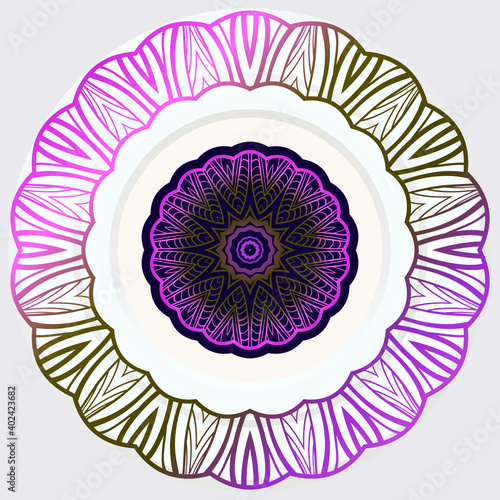 Yoga Card Template With Mandala Pattern. For Business Card, Fitness Center, Meditation Class. Vector Illustration.
