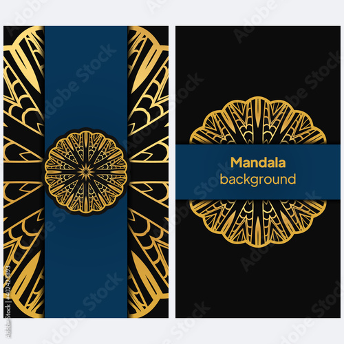template with floral Mandala ornament. Lace pattern with hand drawn striped colorful Mandala. Vector illustration