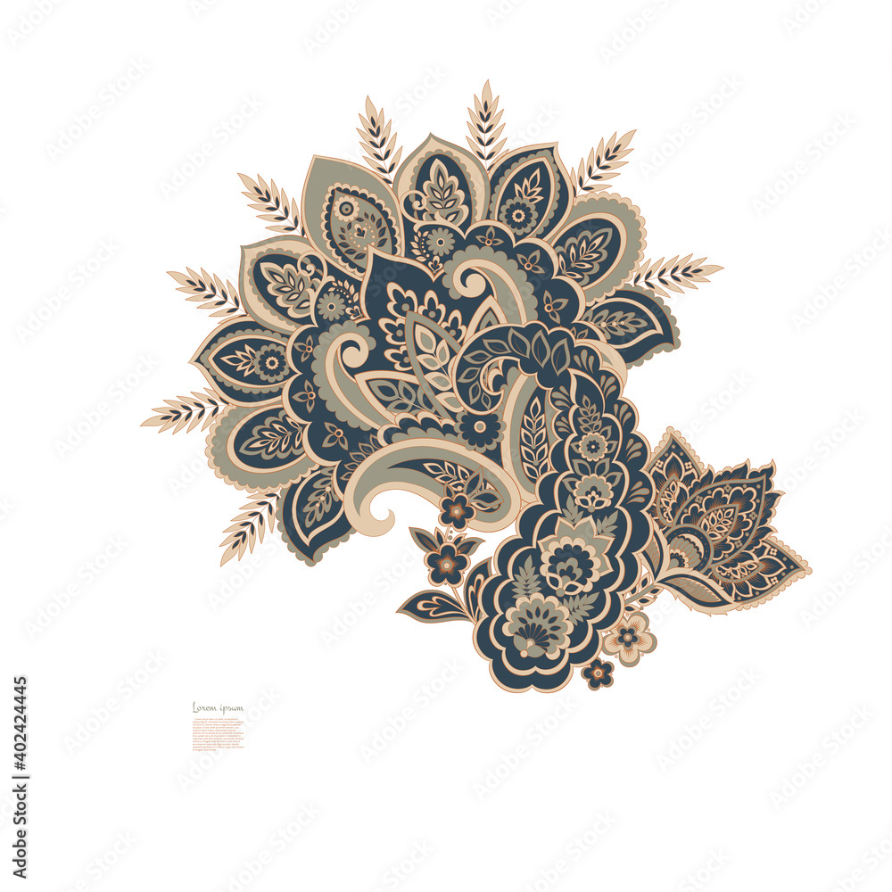 Paisley Floral oriental ethnic Pattern. Vector Damask Ornament