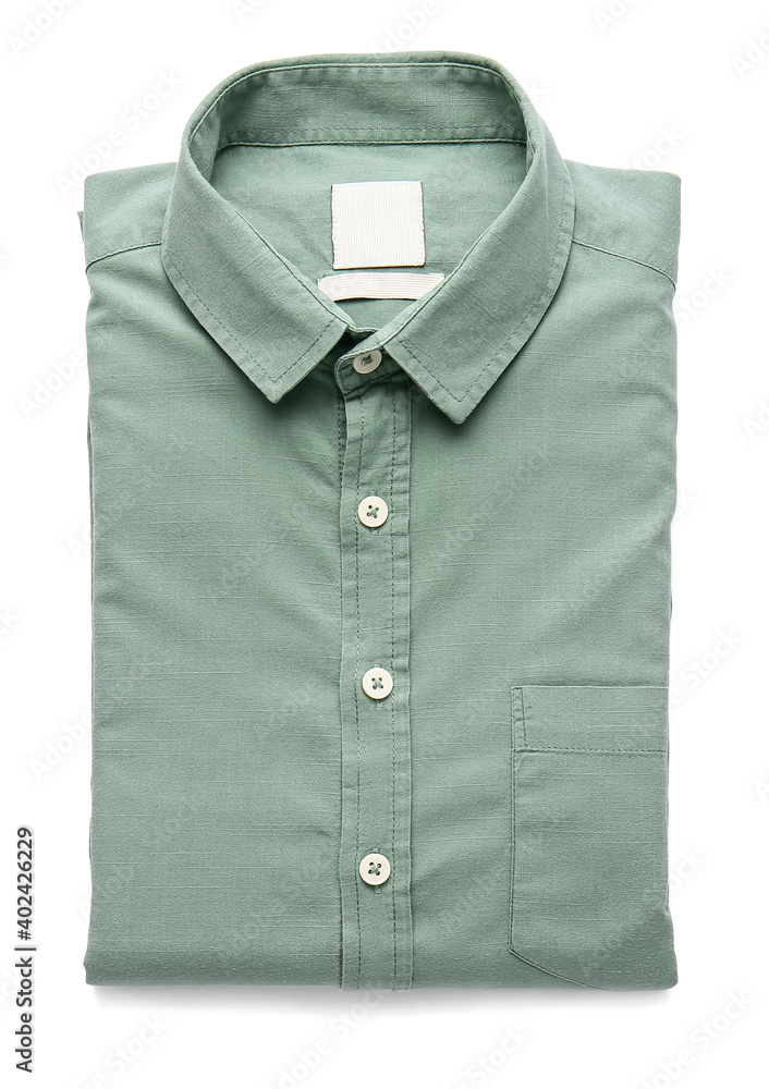 Folded male shirt on white background Folded male shirt on white background