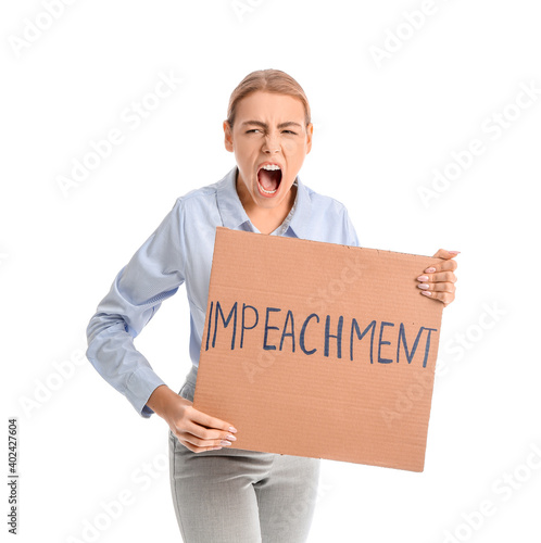 Protesting young woman on w...