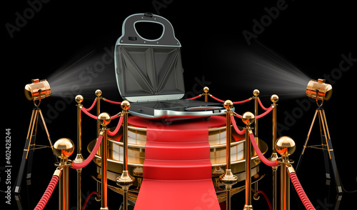 Podium with sandwich toaster, 3D rendering