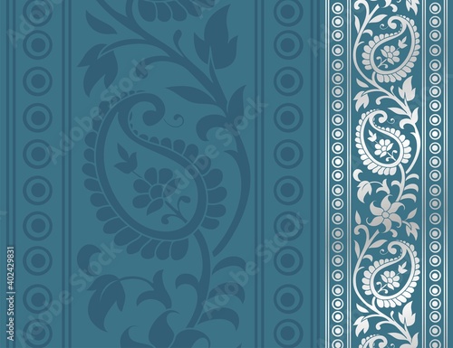 paisley floral pattern , wedding template , royal India	