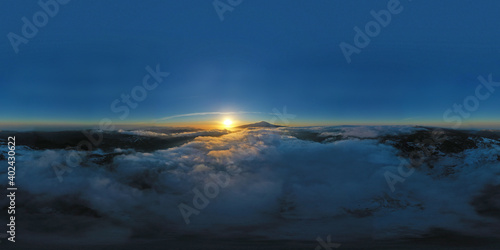 Wallpaper Mural 360 degree virtual reality panorama of sunrise above the clouds with view of Etna volcano, Sicily, Italy. Torontodigital.ca