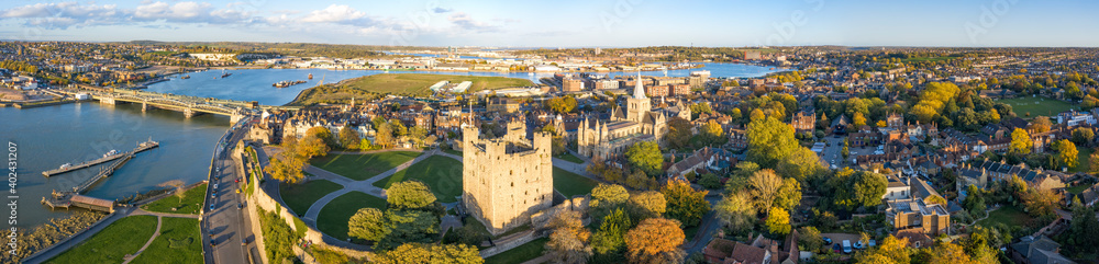 Panorama of historical Rochester from above
