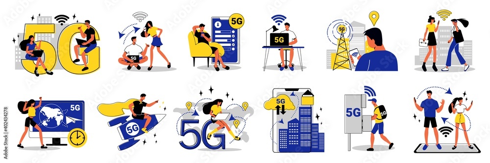 5g Internet Icons Set 5g Internet Icons Set