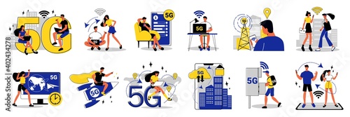 5g Internet Icons Set