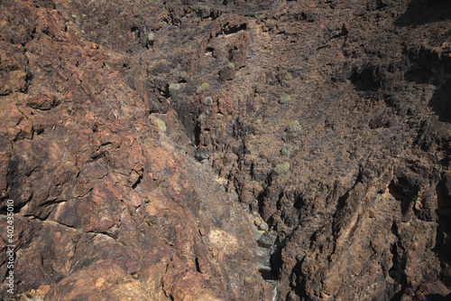 Gran Canaria, landscapes along the hiking route around the ravive Barranco Hondo, The Deep Ravine at the southern part of the island, full of caves and grottoes, close to small village Juan Grande 