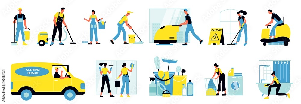 Fototapeta premium Cleaning Service Isolated Icons Set