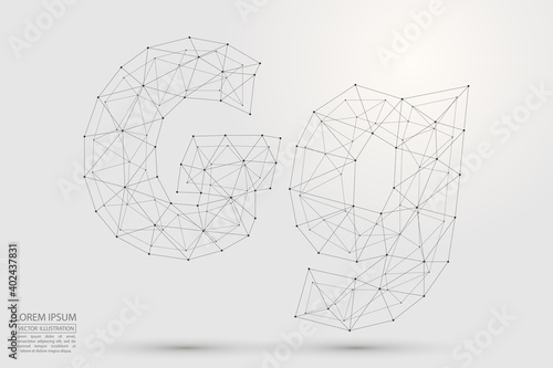 English letters abstract font consists 3d of triangles, lines, dots and connections. Vector illustration EPS 10.