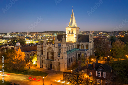 Rochester Cathedral at twilight
