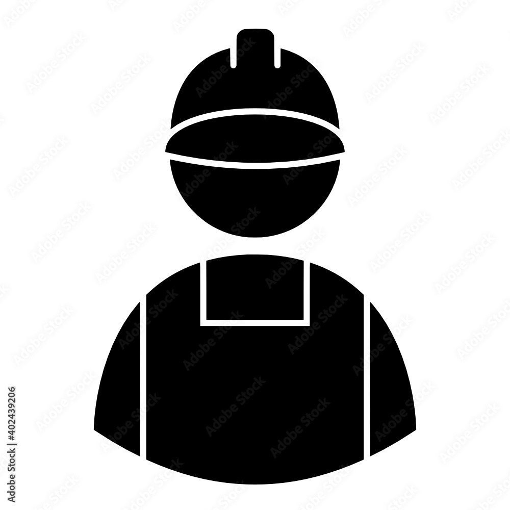 Obraz premium Construction worker icon vector graphic outline silhouette construction helmet