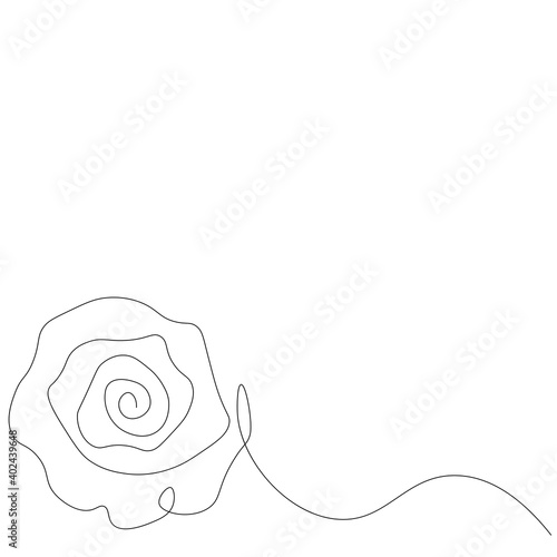 Rose flower line drawing vector illustration