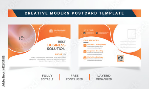 Creative corporate business postcard design template