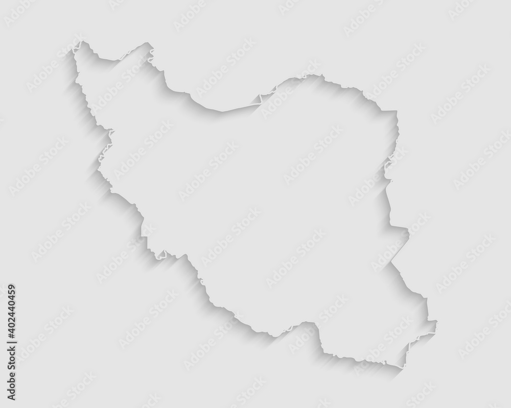 Creative map Iran made shadow, country template Creative map Iran made shadow, country template