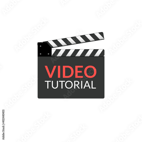 Video tutorial lesson flat icon. Watch video tutorial training media online icon