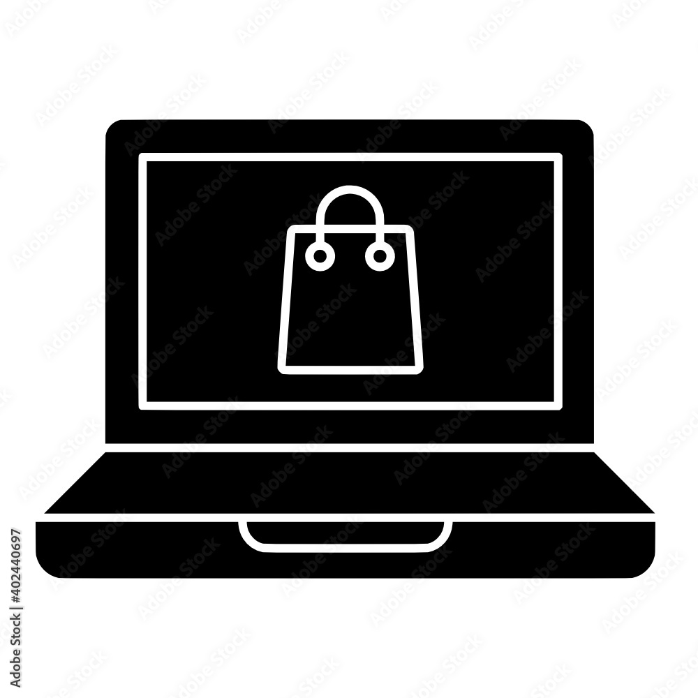Einkauf Warenkorb Laptop Icon Einkauf Warenkorb Laptop Icon