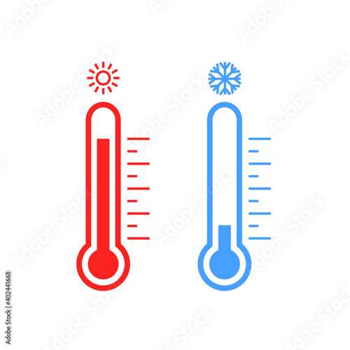 Thermometer cold and hot icon. Freeze temperature vector weather warm cool indicator