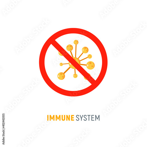 Immune bacteria system sign. Antibacterial virus sign. Immune protection antiseptic, anti desease immune icon