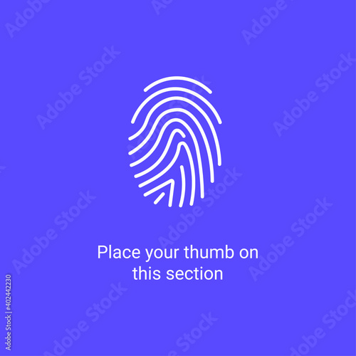 Fingerprint scan app biometric logo icon. Finger ID mobile abstract unique vector touch
