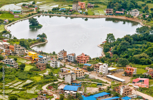 Taudaha lake pond kathmandu nepal as seen from bosan dada 