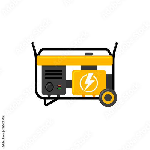 Portable electric power generator. Electric charger diesel portable flat generator icon