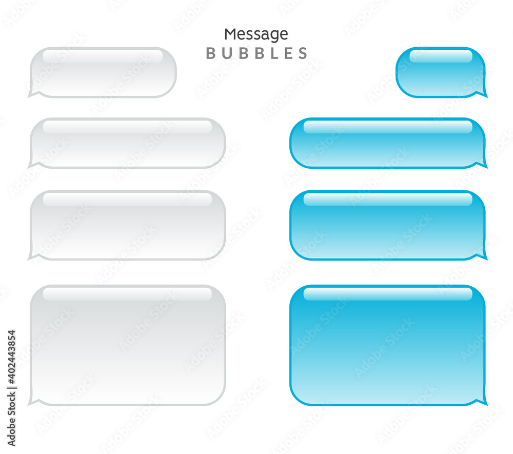Message bubble chat conversation box. Text sms messenger speech balloon vector interface Message bubble chat conversation box. Text sms messenger speech balloon vector interface