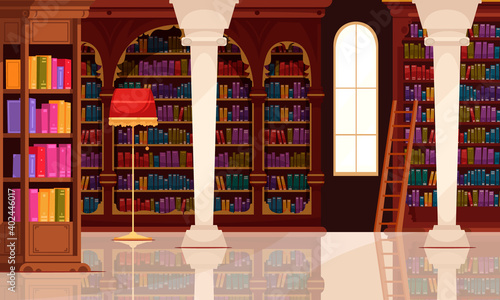 Vintage Book Library Composition