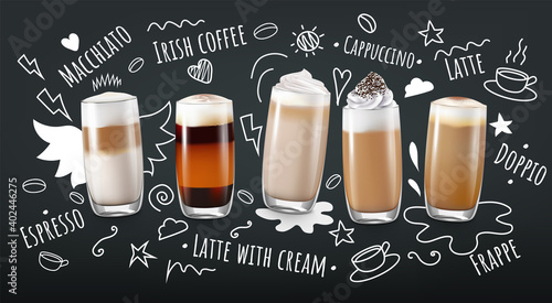 Coffee Drinks Realistic Concept