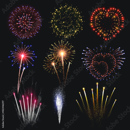 Pyrotechnics And Fireworks Realistic Set