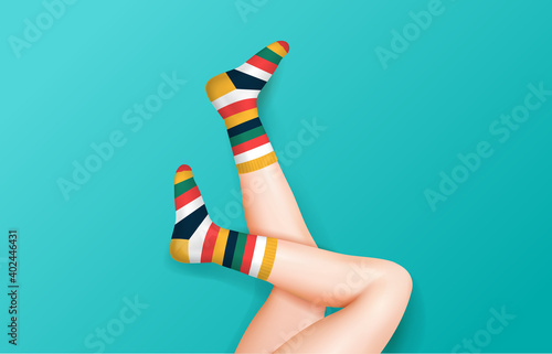 Female Legs In Striped Socks