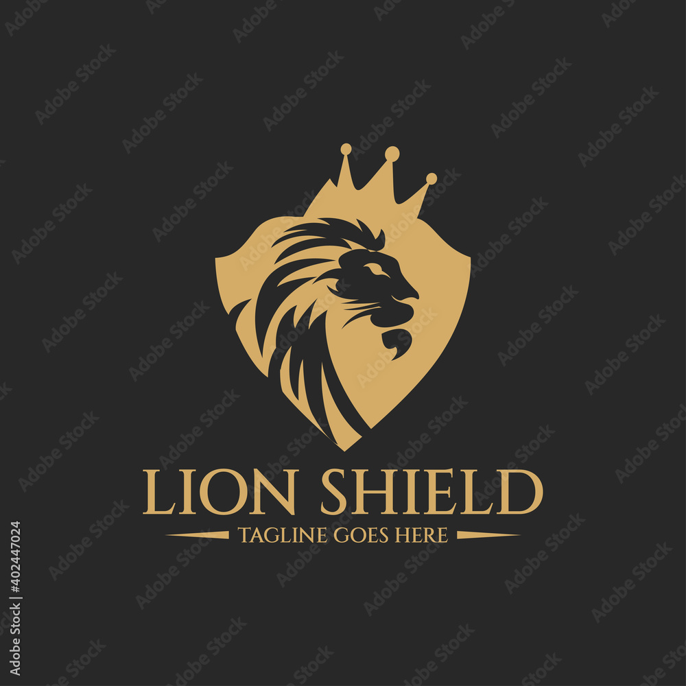 Lion shield logo design template. Vector illustration Lion shield logo design template. Vector illustration