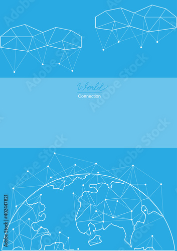 World and connection on the light blue background, global, technology