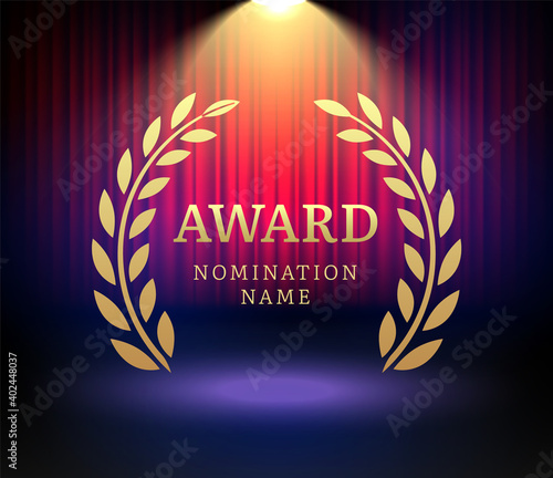 Award laurel vector logo poster. Gold win award icon design emblem nomination