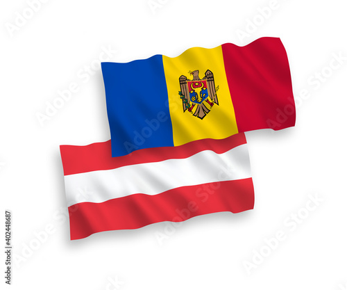 Flags of Austria and Moldova on a white background