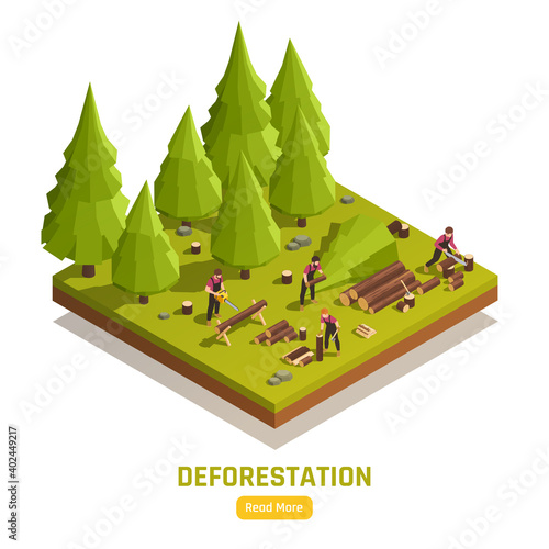 Lumberjack Isometric Composition