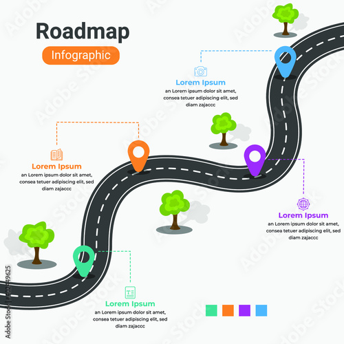 Abstract business colorful roadmap infographic design  vector