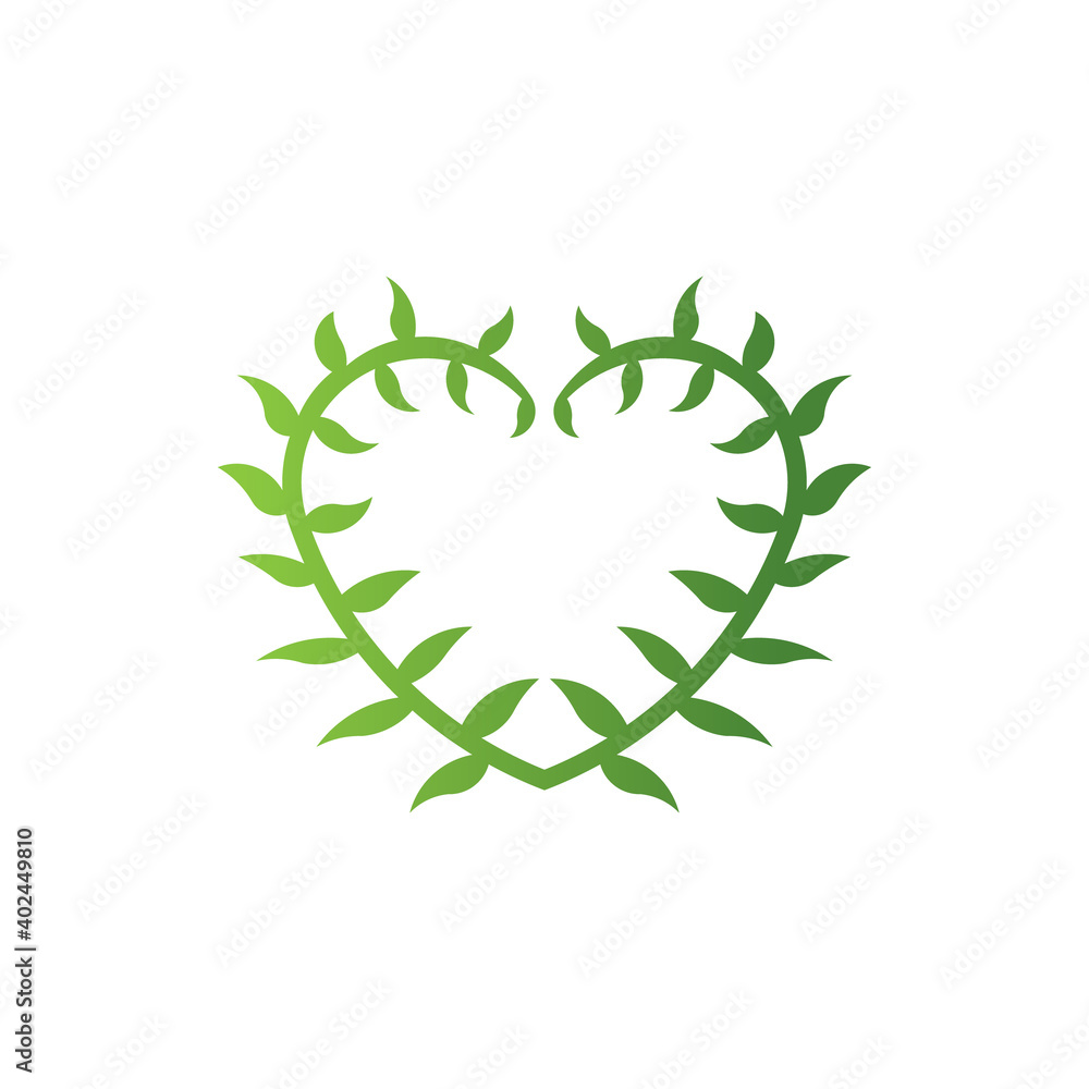 Eco Friendly Heart logo design. To be used for eco vegan herbal healthcare organic nature care concept design