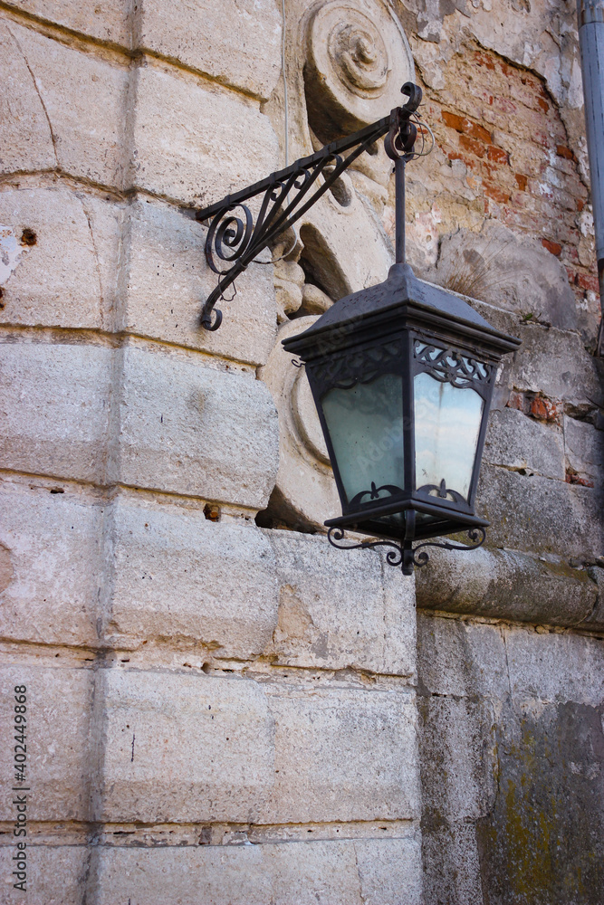 Old lantern on the defense wall of the fortress