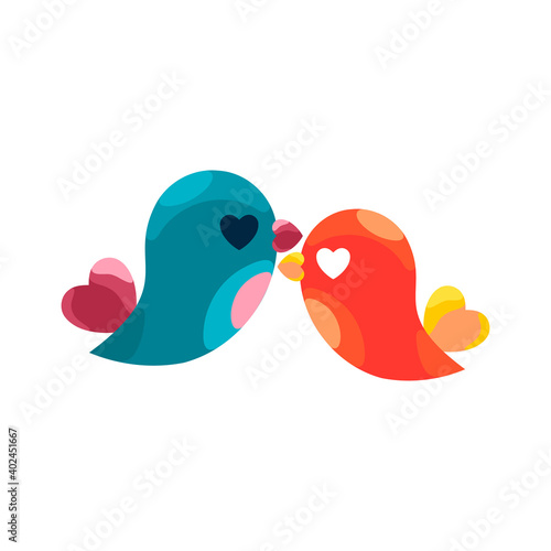 Bird love. Cute birds lovers, romance couple,