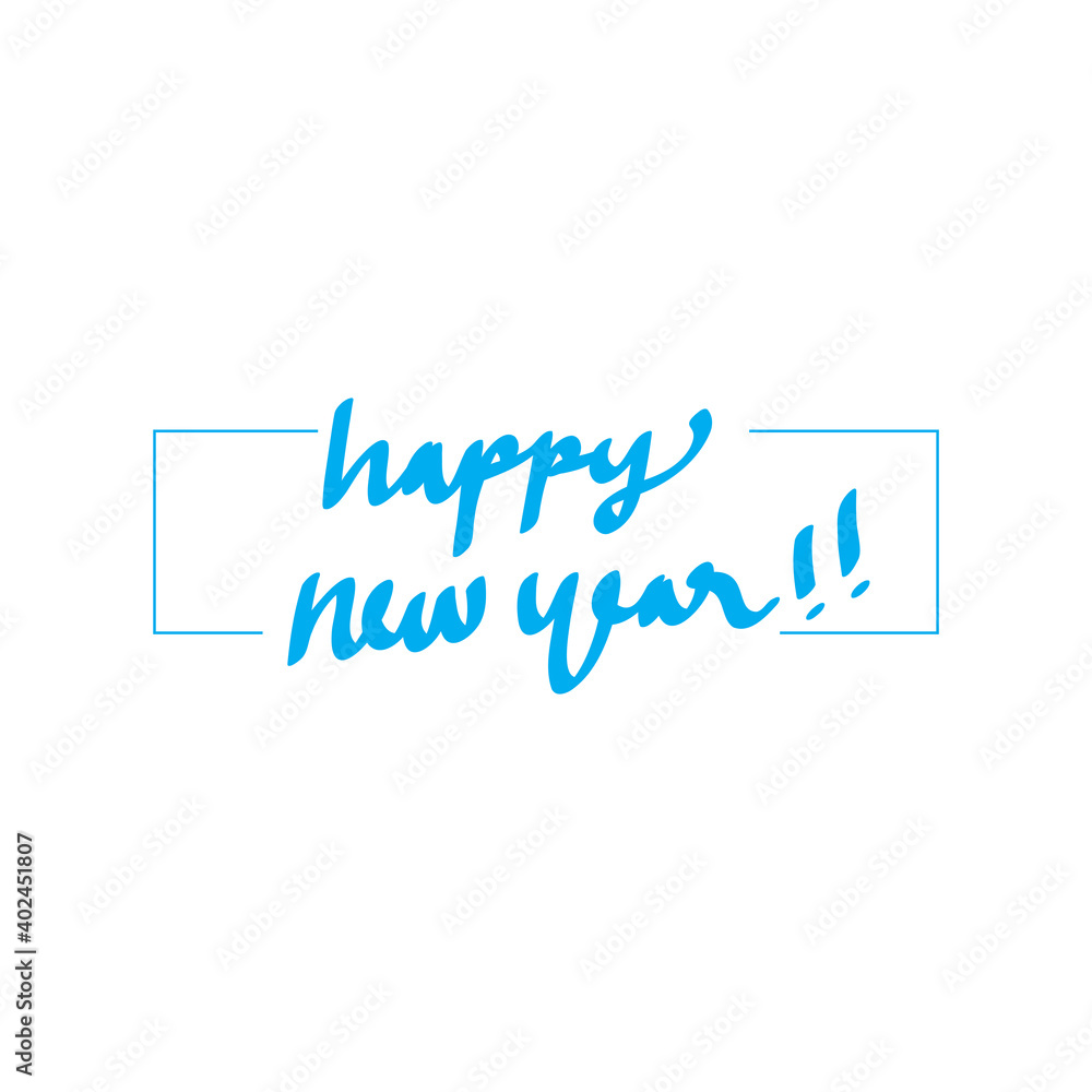 Happy New Year text design for greeting card, calendar or any design. 2021 happy new year design template.