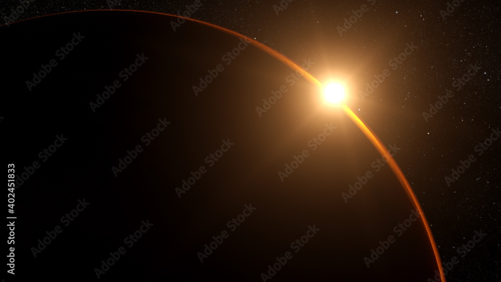 Mars sunsrise sunset from space on edge