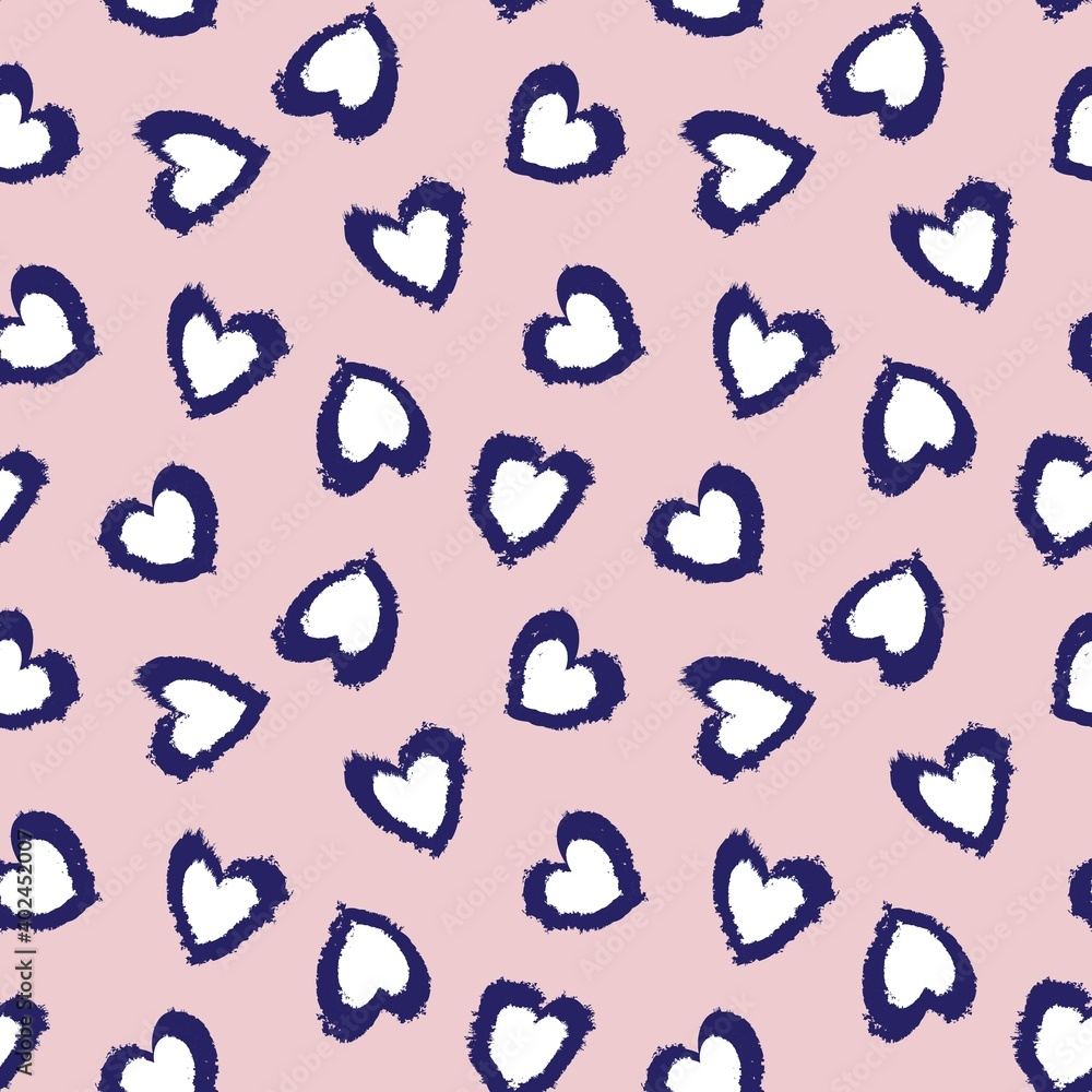 Obraz premium Pink Navy Heart shaped brush stroke seamless pattern background