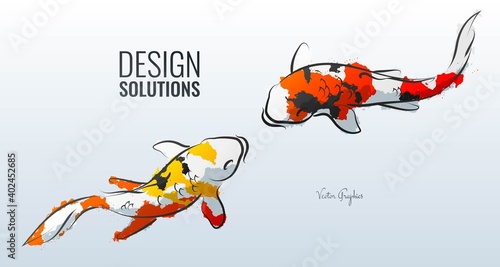 Japanese koi. Vector illustration. Compound paths with gradients for easy color change.