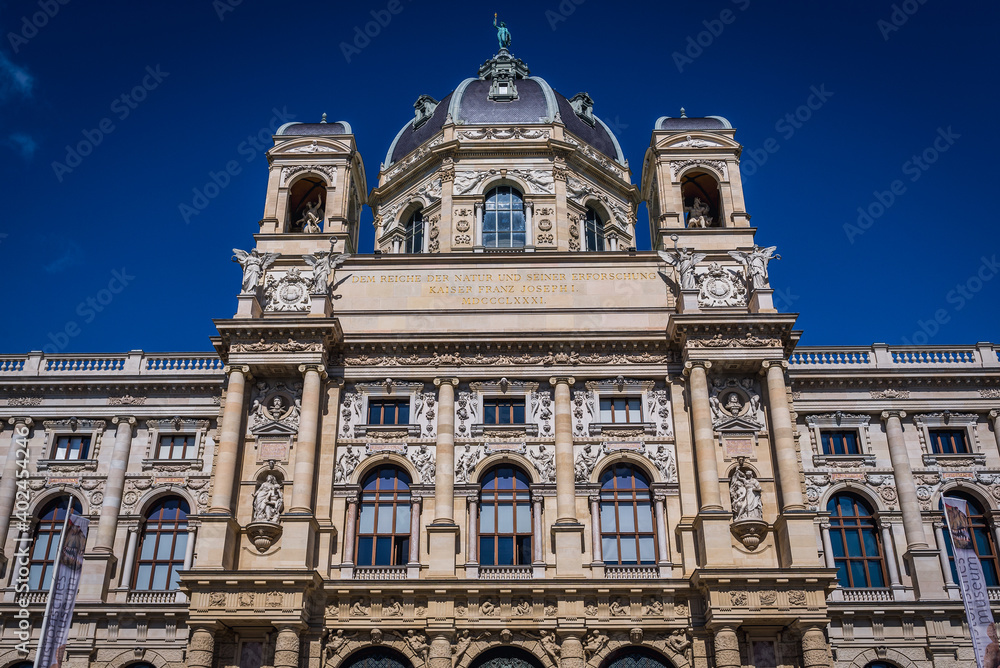 Front facade of Natural History Museum in Vienna city, Austria