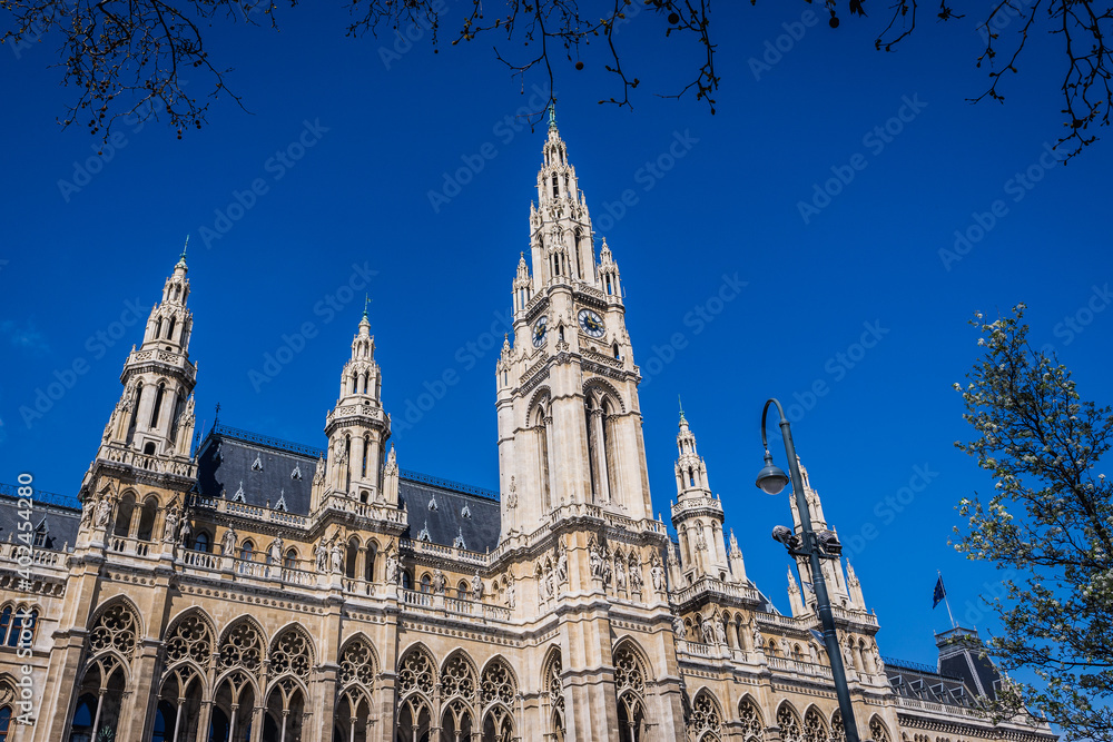 Exterior view of City Hall building in Vienna city, Austria Exterior view of City Hall building in Vienna city, Austria